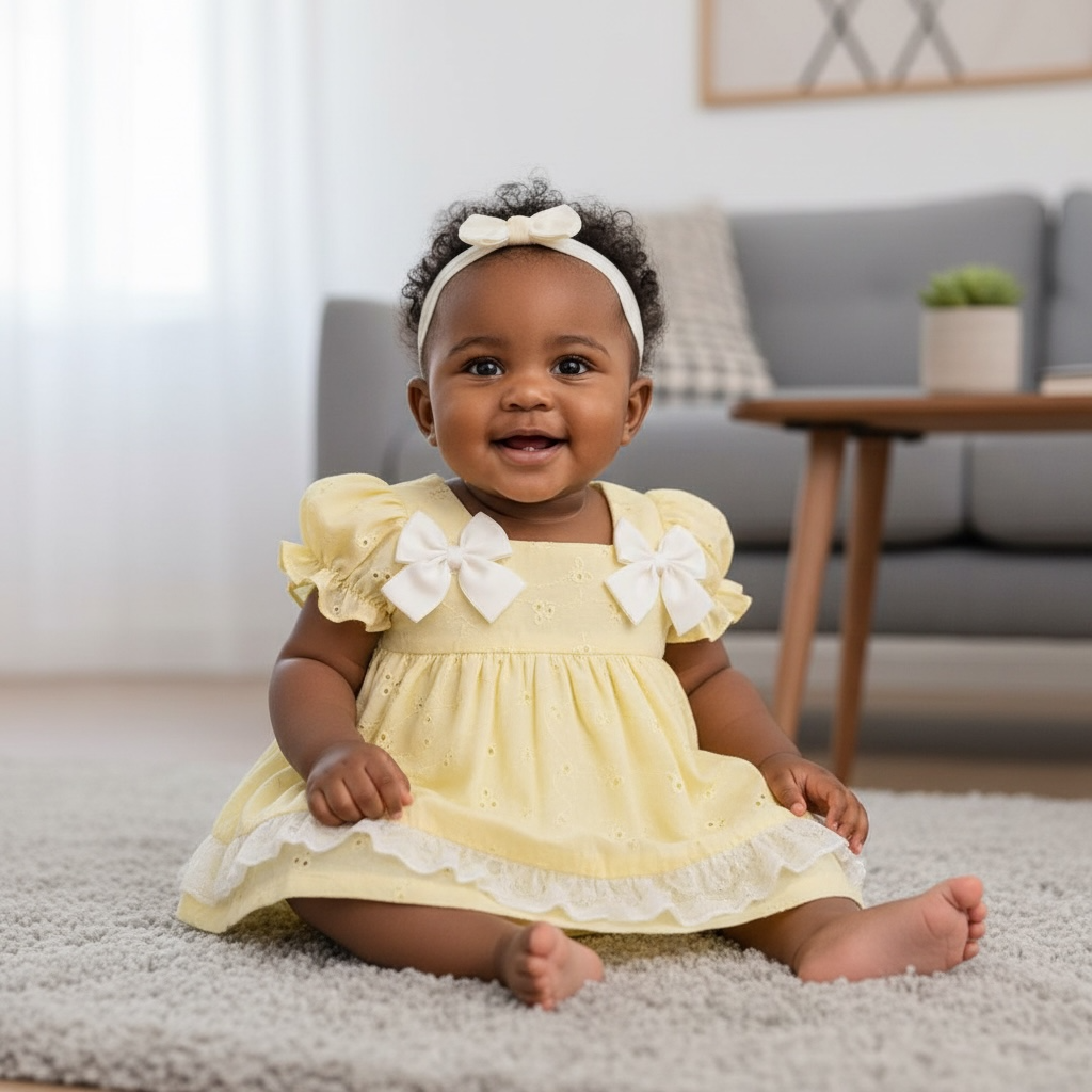 Limón - Bows and Smocked Dress Set